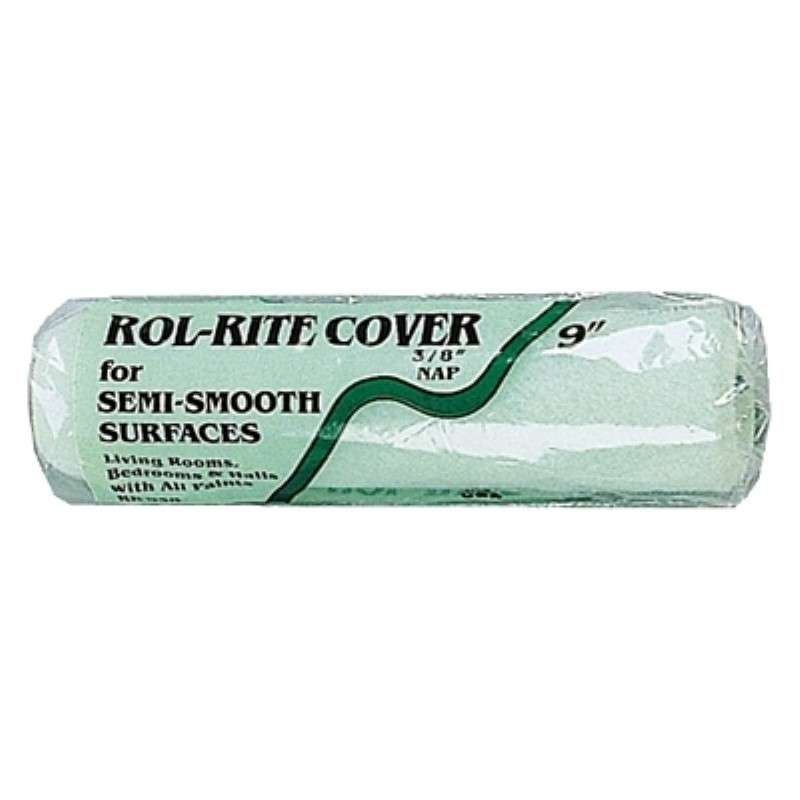 Roller Cover, Rol-Rite, 9 in, 3/8 in Nap, Knit Fabric, 2-Ply Polypropolene Cores