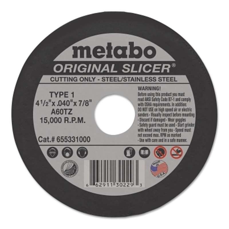 Slicer Cutting Wheel, Original, A60TZ Type 1, 4.5" x .040" x 7/8", Aluminum Oxide