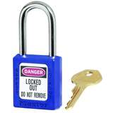 Safety Padlock, Thermoplastic, Zenex, 1-1/2" Wide with 1-1/2" Shackle, Blue redirect to product page