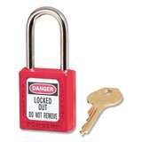Safety Padlock, Thermoplastic, Zenex, 1-1/2" Wide with 1-1/2" Shackle, Red redirect to product page