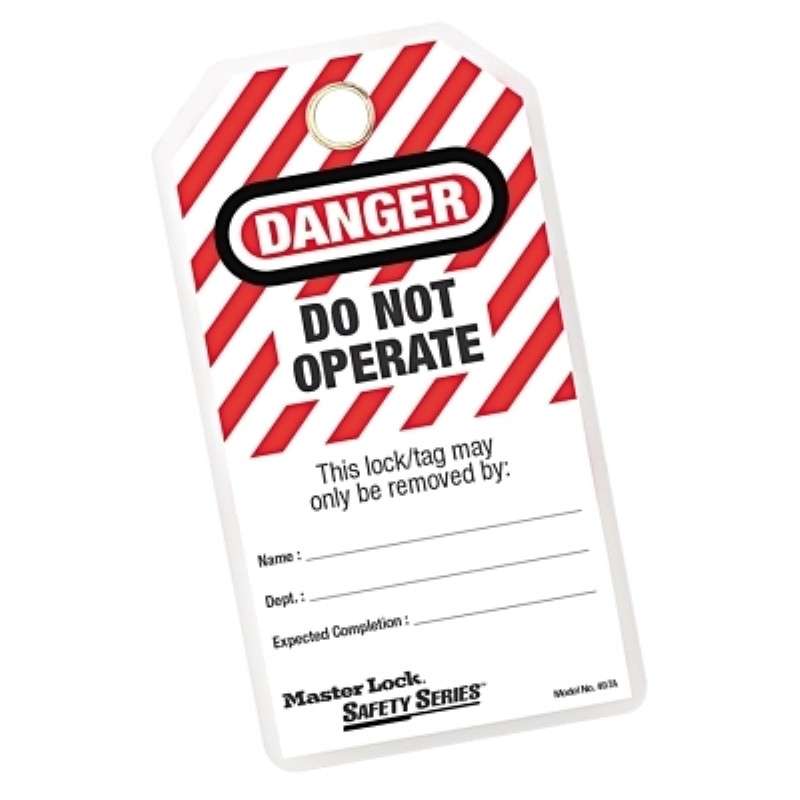 Safety Tag, "Do Not Operate", Grommet & Ties, English, Laminated, 12/Bag