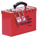 Lock Box, MetalGroup, 9-1/4" L, 6" H, 3-3/4" W, Steel, Red redirect to product page