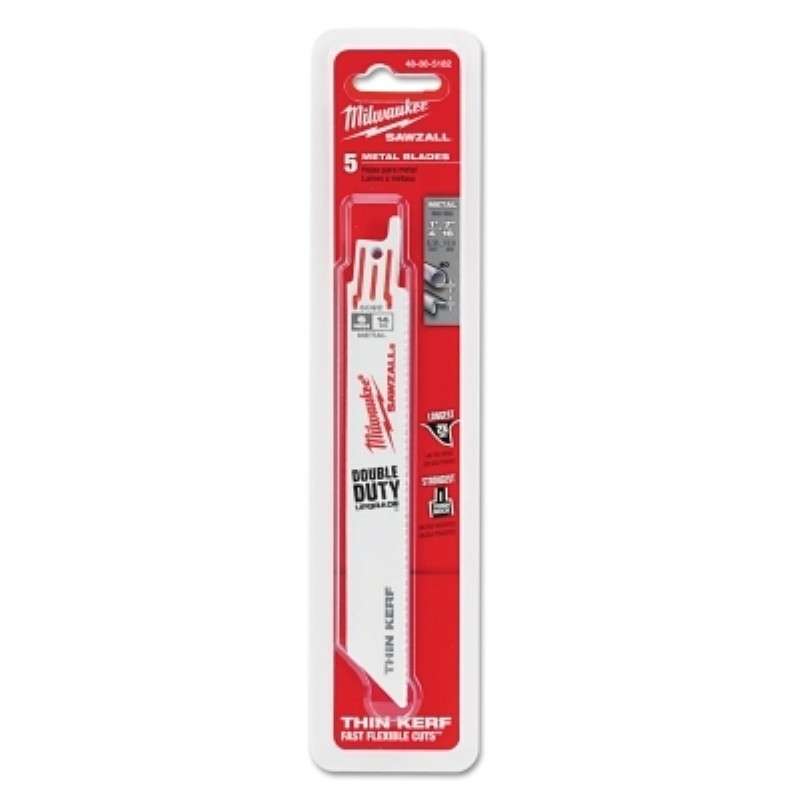 Blade, SAWZALL, 6" OAL, Standard, For Medium Metal, 14 TPI, 5 EA/Pkg