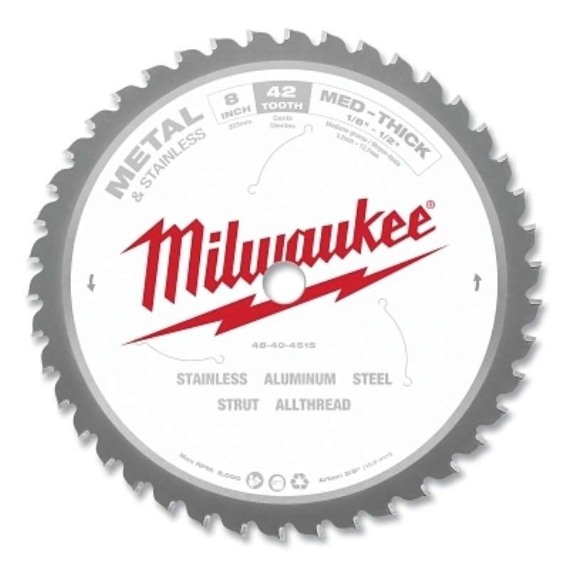 Circular Saw Blade, 8" Dia, 42 Teeth, Ideal For Metal & Stainless Cutting