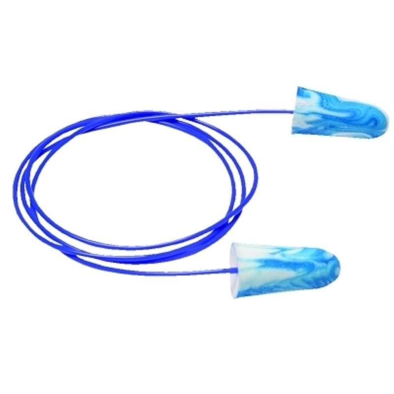 Foam Earplugs, SparkPlugs, Metal Detectable Corded, 33 dB NRR, Blue, 100 Pairs/Box