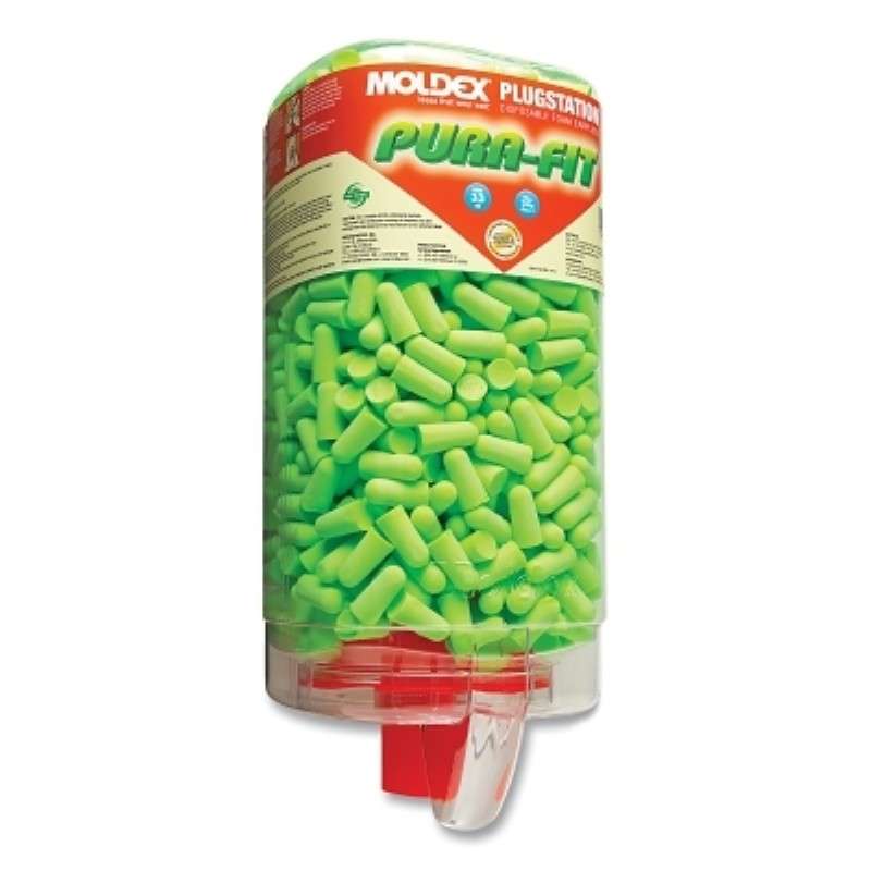 Earplug Dispenser, Pura-Fit, Plugstation, Uncorded, 33 dB NRR, Green, 500 Pairs/Disp