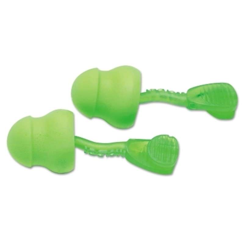 Foam Earplugs, Glide, Uncorded, Twist-In/Push-In Design, Disposable, 30 dB NRR, Green