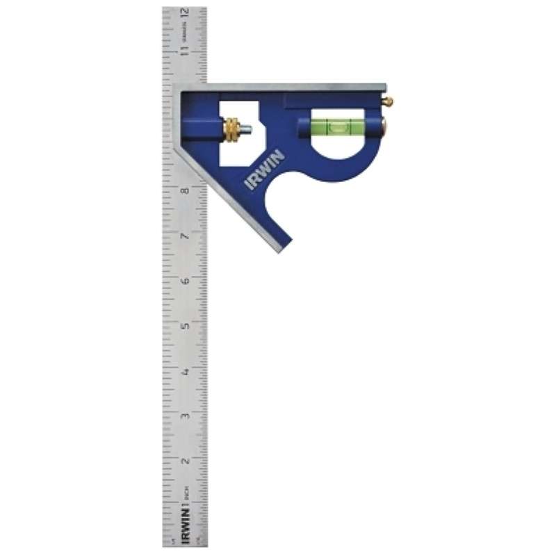 Combination Square, 12" OAL, Cast Zinc Body, Stainless Steel Blade