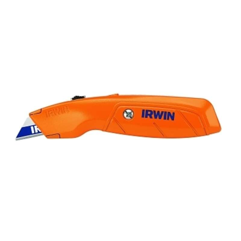 Utility Knife, Hi-Vis, Retractable, 6.5" L, Cast Aluminum, Orange