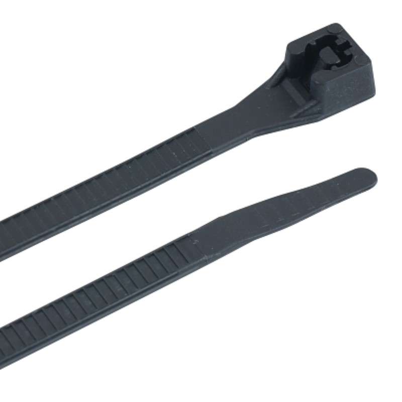 Cable Tie, Double Lock, UVB, 11" OAL, 75 lb Tensile Strength, Blk, 100/Bag