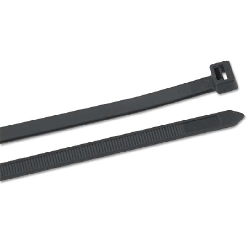 Cable Tie, Heavy-Duty, UVB, 18" OAL, 175 lb Tensile Strength, Blk, 50/Bag