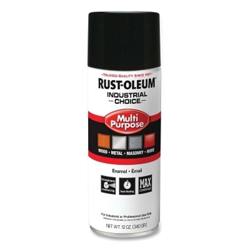 Enamel Spray Paint, 12 oz, Gloss Black, 1600 Series