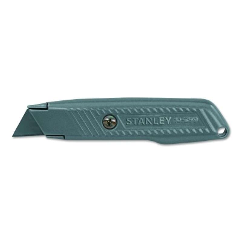 Utility Blade Knife, Fixed, Interlock, 5.5", Carbon Blade, Metal Body, Silver
