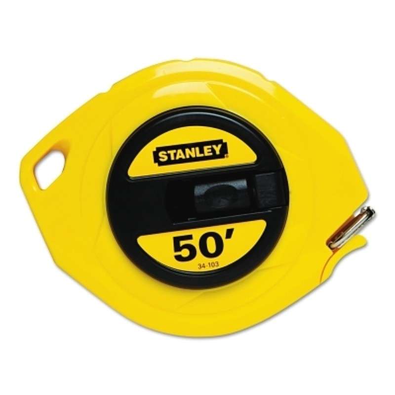 Long Tape, Closed Case, 0.375"x50', ABS, Polymer, Belt Clip, Yellow