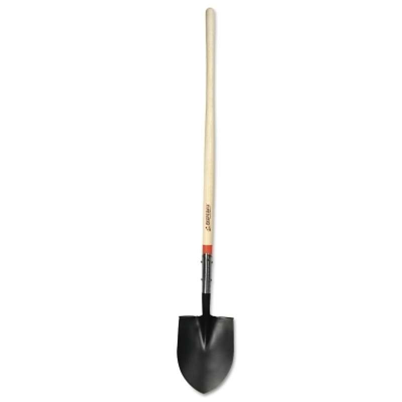 Digging Shovel, Round Point, 9.5"W x 12"L Blade, 48"L Straight Handle, Open-Back