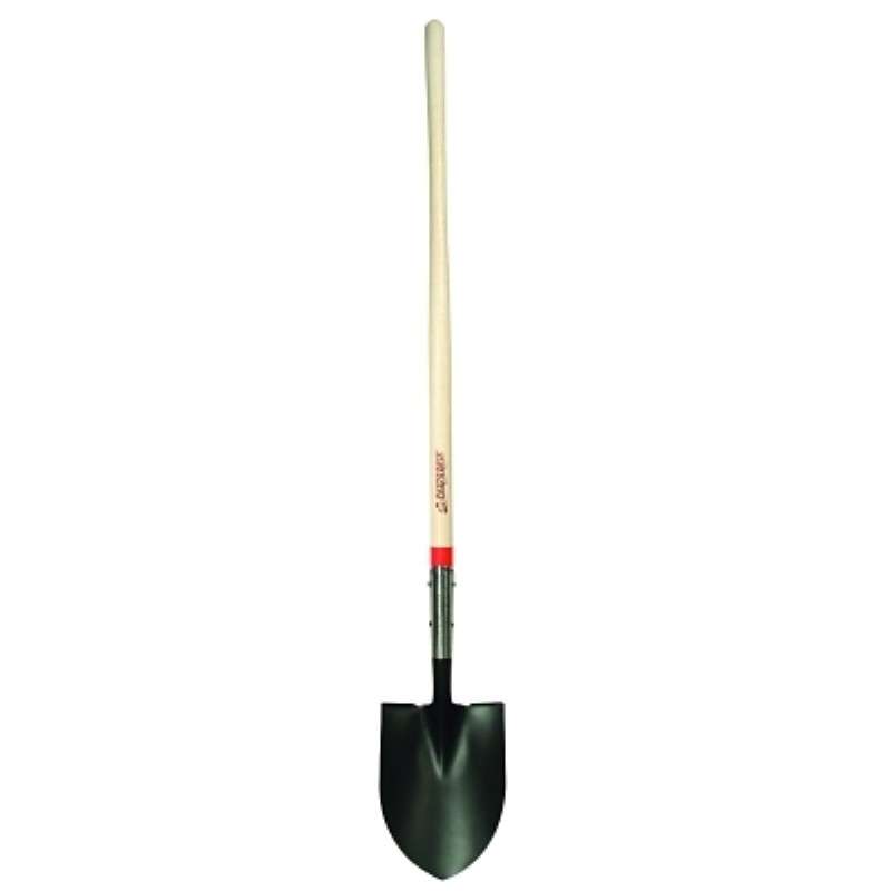 Digging Shovel, Round Point, 9.5"W x 12"L Blade, 48"L Straight Handle, Open-Back