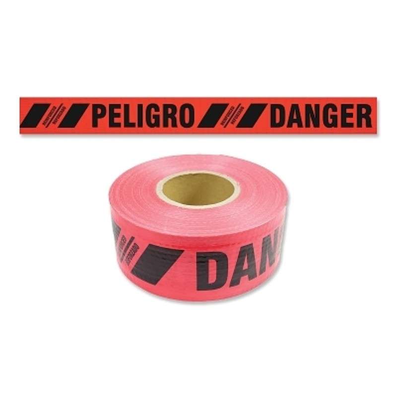 Barricade Tape, DANGER / PELIGRO, 3in W x 500ft L, 4 mil, Black/Red