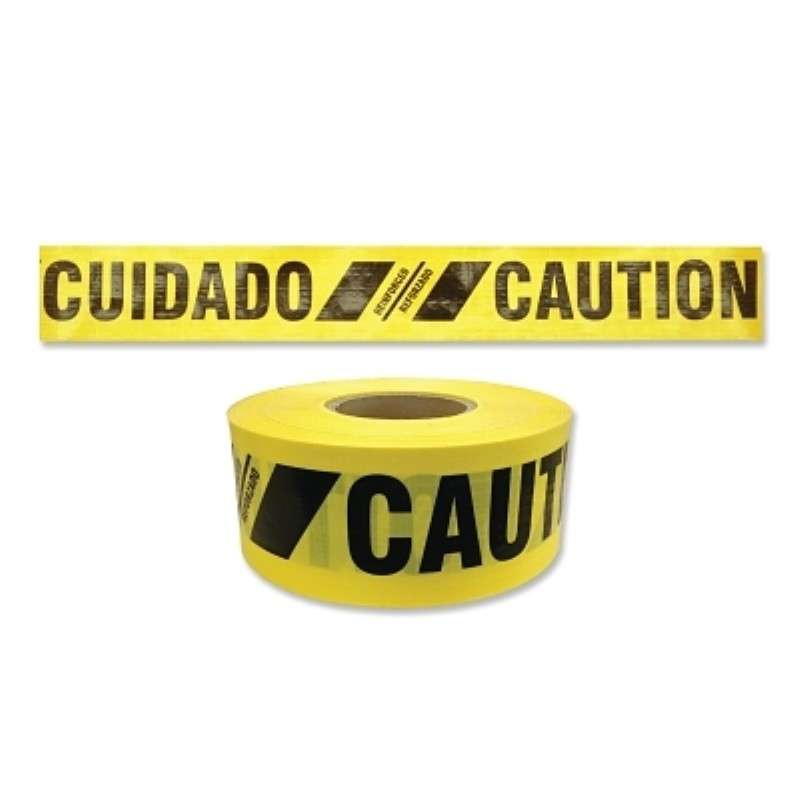 Barricade Tape, CAUTION / CUIDADO, 3in W x 500ft L, 4 mil, Black/Yellow