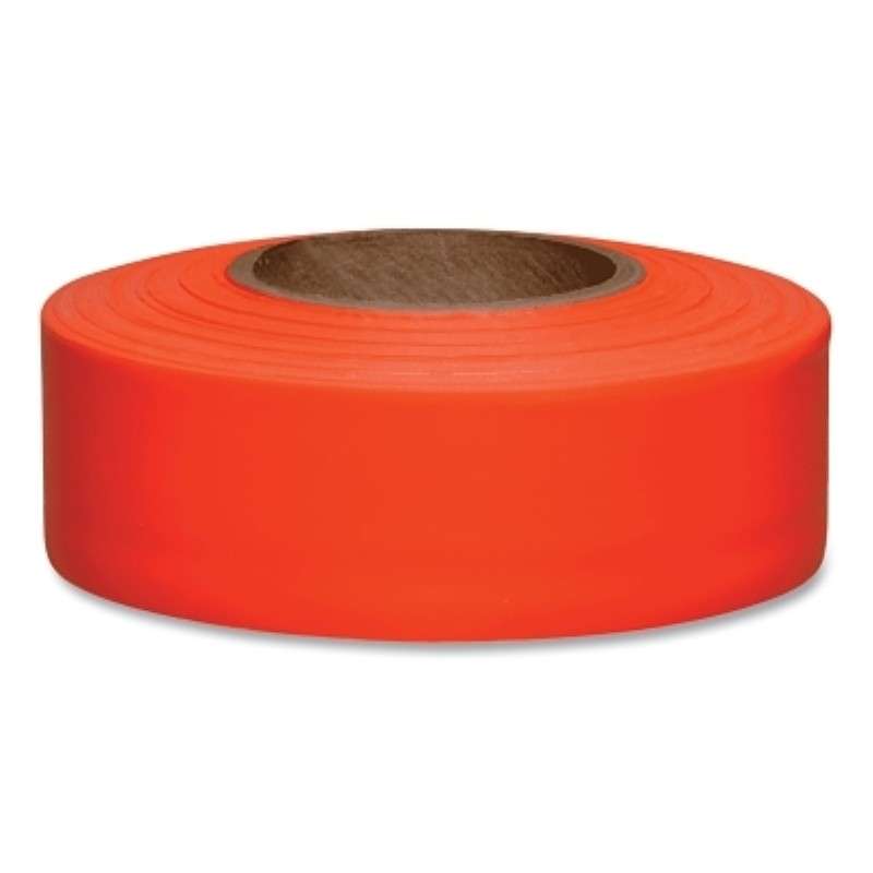 Flagging Tape, Taffeta, 1-3/16 in W x 150 ft L, 4.5 mil, Orange