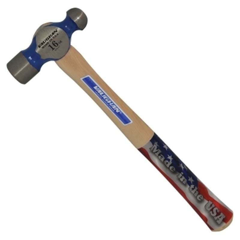 Hammer, Ball Peen, Forged Steel, 16oz Head, Hickory Handle, 13-7/8" OAL