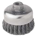 Wire Cup Brush, Knotted, Single Row, 0.014" Steel Fill, 5/8"-11 UNC, 4" Diameter redirect to product page