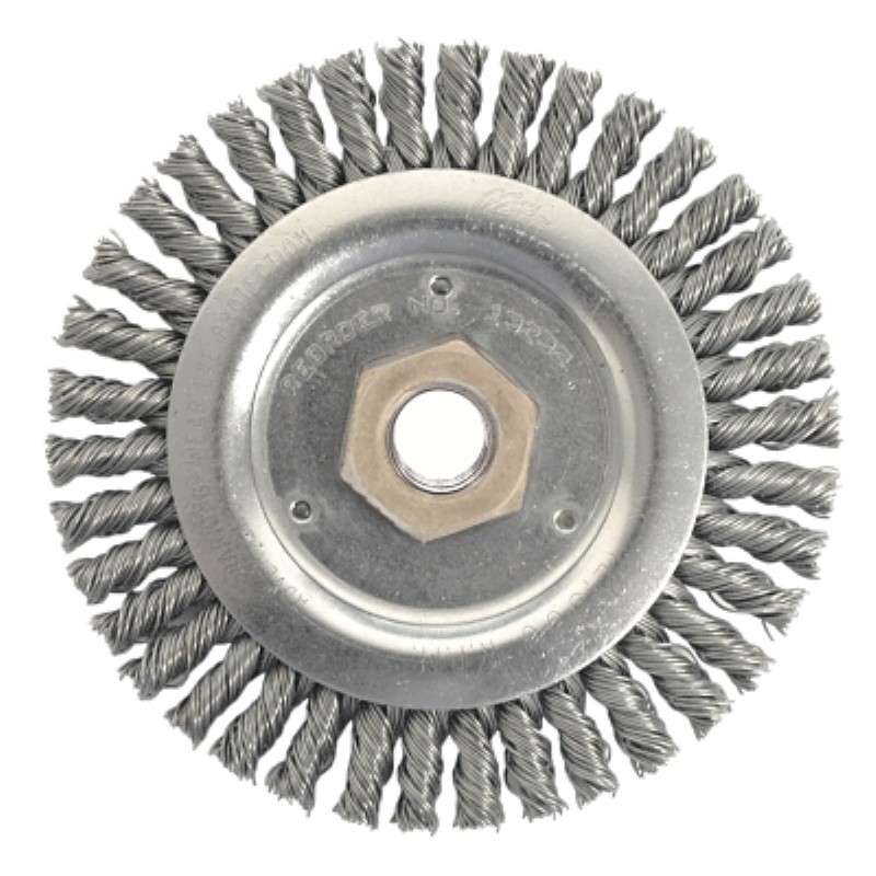 Circular Wheel Brush, Roughneck Jr., 0.020" Steel Wire Fill, 5/8"-11 UNC, 4-1/2" Dia