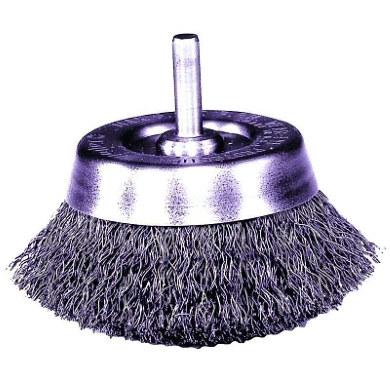 Circular Wheel Brush, Single Row, 0.0118" Steel Fill, 1/4" Stem, 1-3/4" Diameter