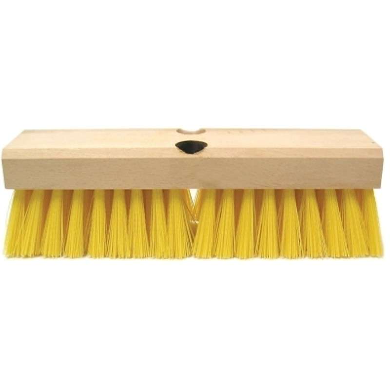 Scrub Brush, Polypropylene Fill, Wood Block, 10", Yellow