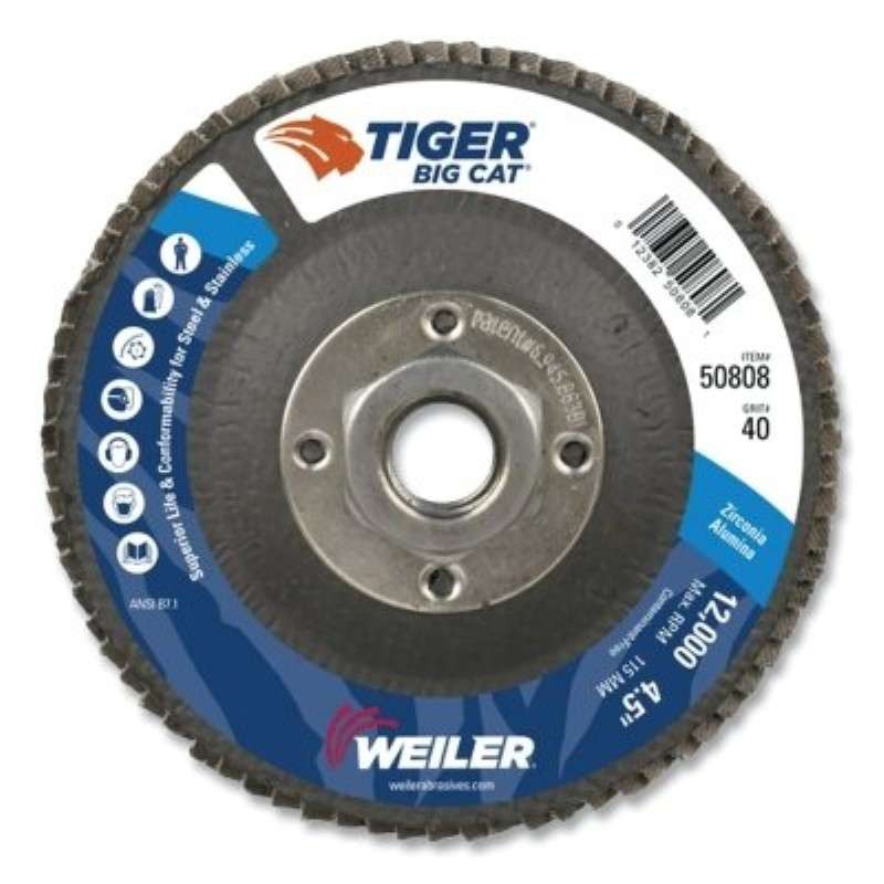 Flap Disc, Big Cat, Phenolic Backing, Flat, 40Z, 7/8" Arbor Hole, 5/8-11 UNC Nut