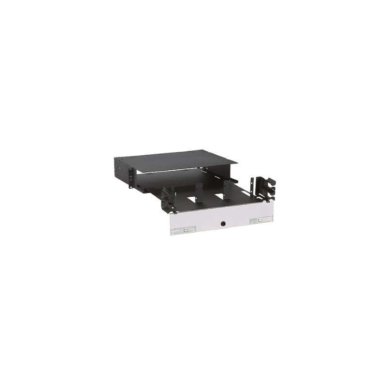 Two Ru Rack Extension Opticom Enclosure, Fiber Optic Rackmount, 2 RU, 6 Ports, Steel, Black, 1Pc