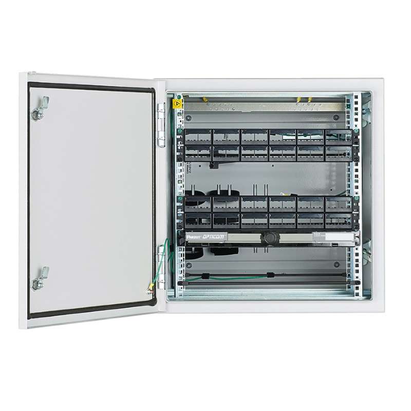 Industrial Distribution Frame, 12 RU, Mild Steel, Fits 2 Switches, Gray