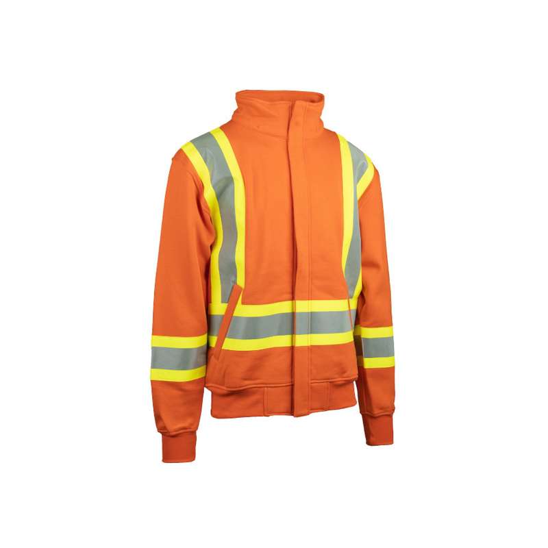 AR/FR Fleece Zip Hoodie with X Backed Tape, 12 oz, ATPV 26 Cal/Cm2, Orange, Small, 10 Each Per Case