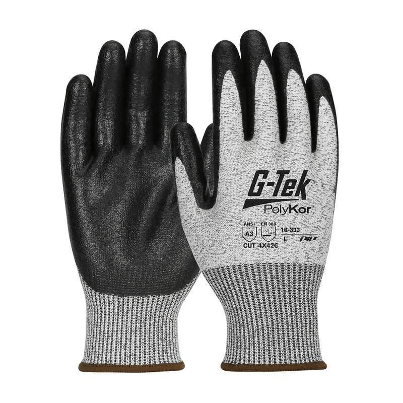 Seamless Knit PolyKor Blended Glove with Nitrile Coated MicroSurface Grip on Palm & Fingers, 2XLarge