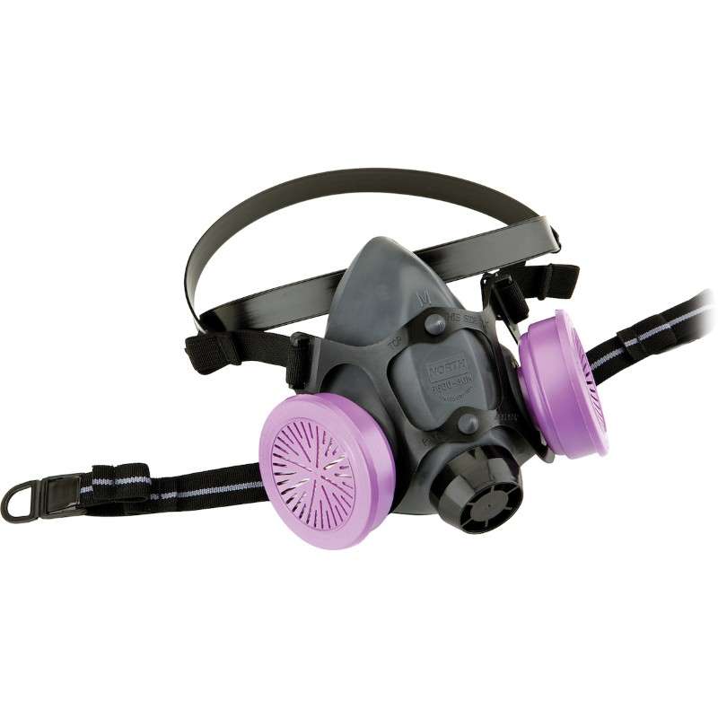 North 5500 Series Half Mask, Elastomeric with Dual N-Series Cartridge Connectors Black Small