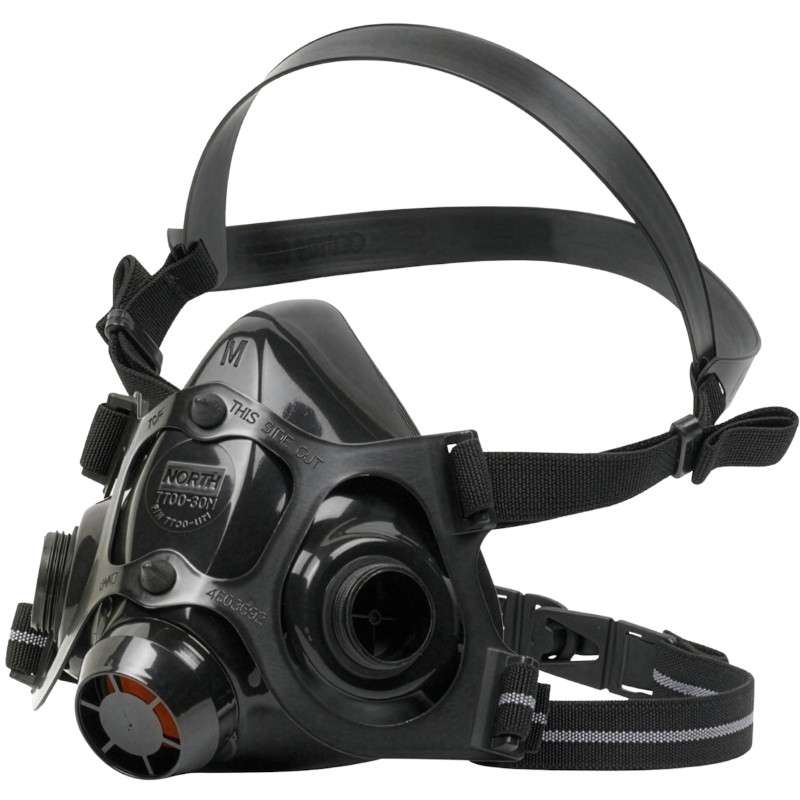 Half Mask, Silicone, with Dual N-Series Cartridge Connectors, Black. Small