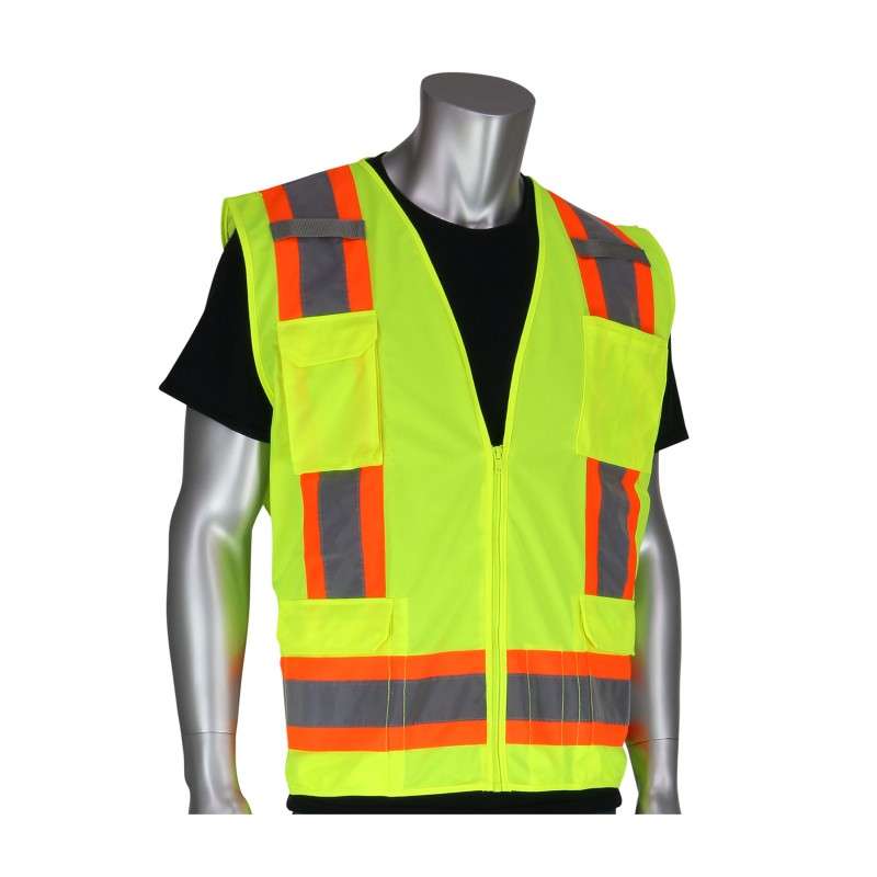 Vest, ANSI Type R Class 2, Hi-Vis Yellow, Zipper, Large, 50 per case