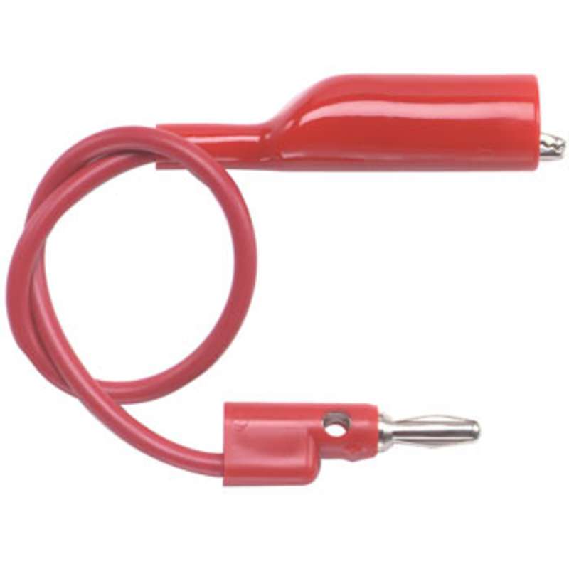 Multi-Stacking Banana Plug to Alligator Test Clip Patch Cord, 48", Red