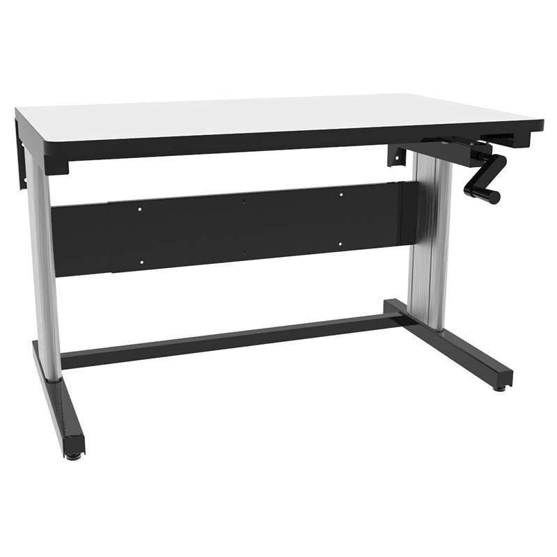 Hand Crank Adjustable Workstation with Dual Aluminum Leg, 30" D x 72" W