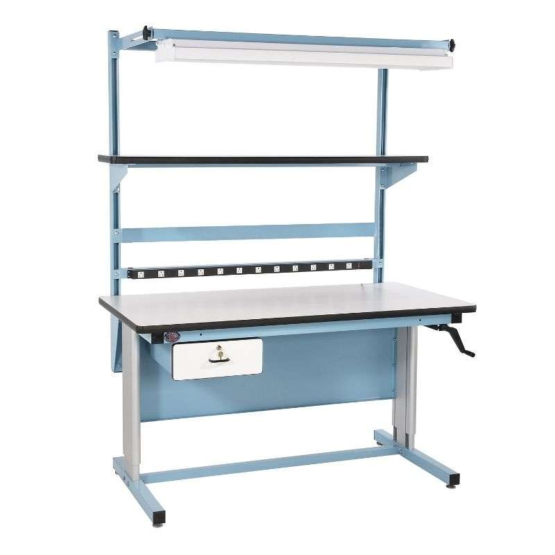 Ergonomic Bench in a Box Kit Quick Ship Non-ESD with Light Blue Frame, 90"H x 30"D x 72"L