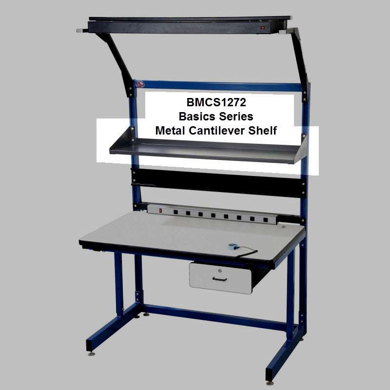 Painted Metal Cantilever Shelf for 72"L Basics Bench, 12"D x 72"L