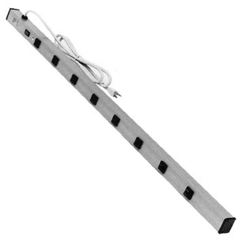 36" Electrical Power Supply, 15 Amp / 120V, with 8 Outlets, Standard On/Off Switch, Indicator Light,