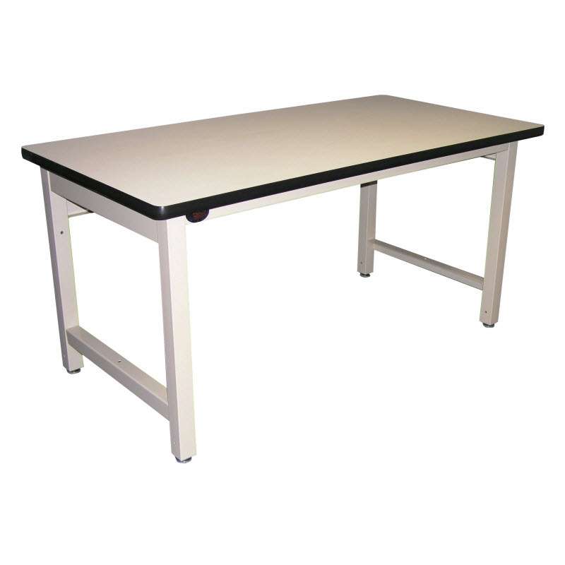 Basic Workstation HD Model with White ESD Laminate and Black T-Mold Edge, Light Beige Frame, 60"L x 30"w x 30"H