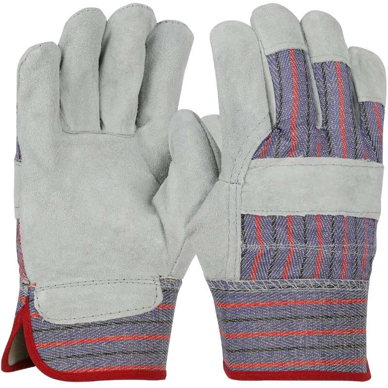 Split Cowhide Leather Palm Gloves, Large, 1 Dozen Pair, Blue