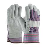 Economy Grade, One-Piece Palm Gloves with Fabric Back, Blue/Black/Red Striped and Rubber Safety Cuff, Small, Dozen pair per pack, 10 Dozen per Case redirect to product page
