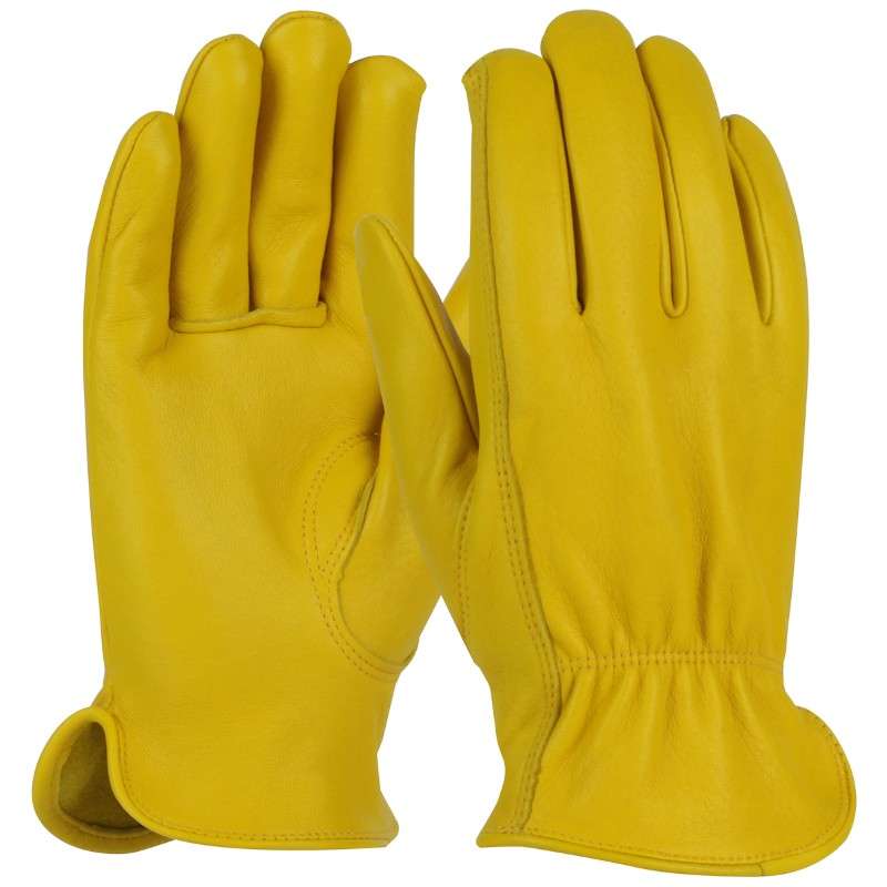 9920K Top Grain Deeskin Leather Unlined Drivers Gloves, Gold, Large