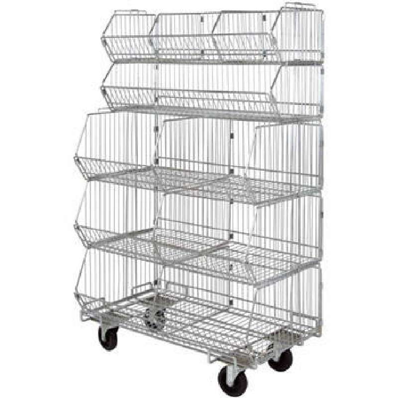 Mobile Stacking Basket Unit, 5 Baskets, 5 Dividers, 1 Dolly, approx 20 W x 36 L x 60in H