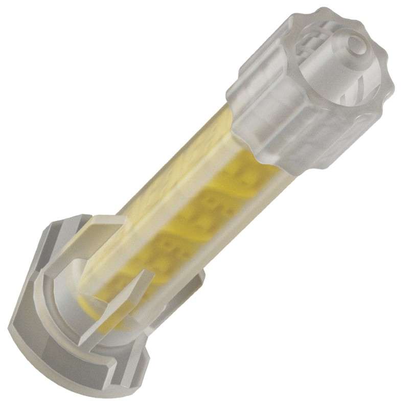Xemex A-Style Low-Waste Static Mixer A-System (Bayonet) Connection, 5.3 mm x 7-Element (PETG-Yellow) Insert, Luer-Lock Outlet