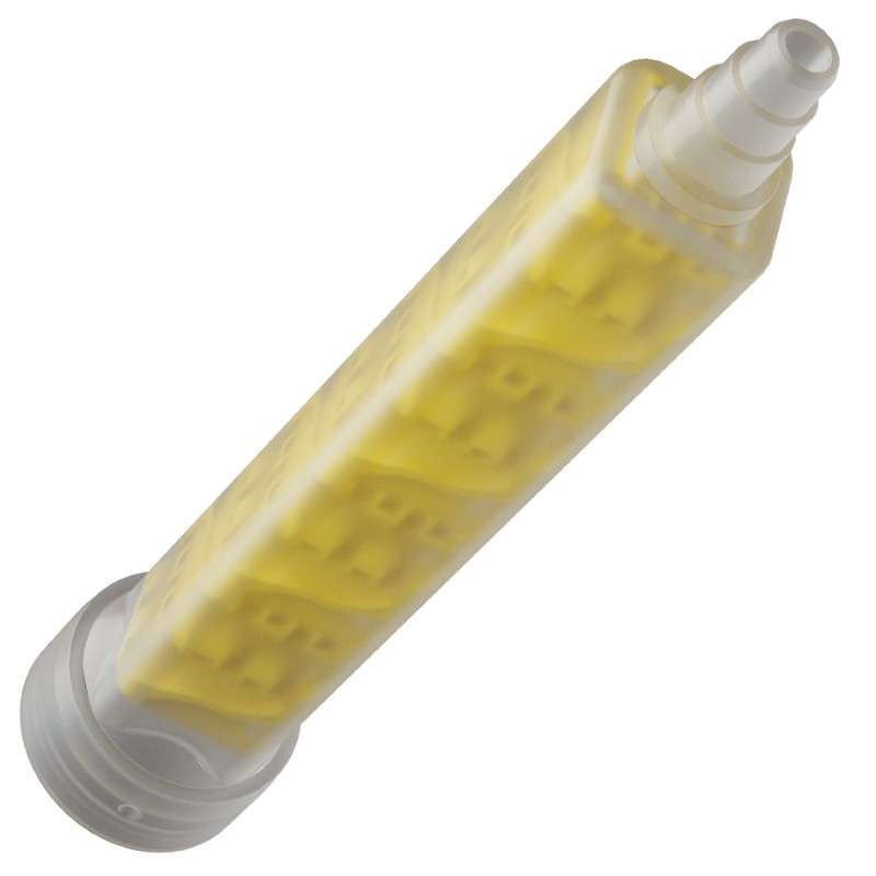 Xemex C-Style Low-Waste Static Mixer C-System (Bell) Connection, 10.7 mm x 8-Element (PETG-Yellow) Insert, Stepped Outlet