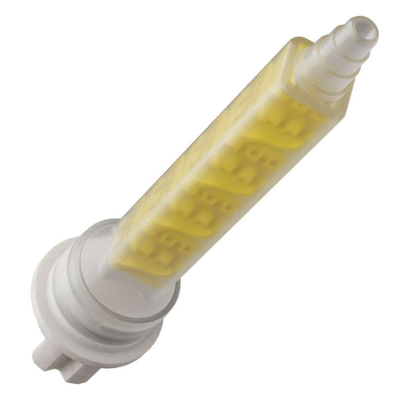 Xemex F-Style Low-Waste Static Mixer F-System (1:1, 2:1) Connection, 8.7 mm x 8-Element (PETG-Yellow) Insert, Stepped Outlet
