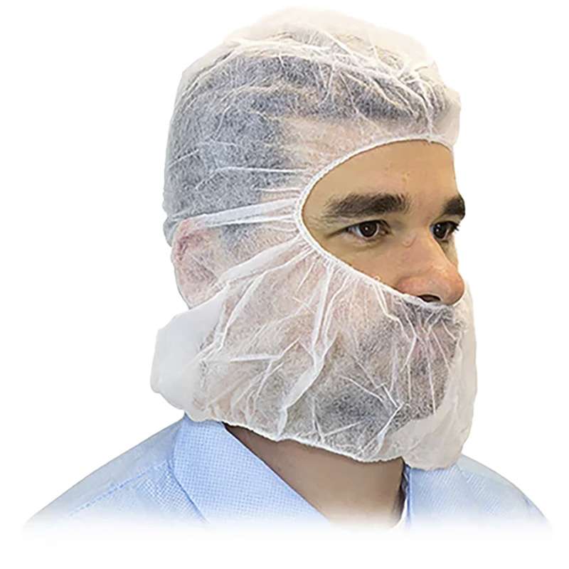 Polypropylene Hood-and-Beard Cover, White, One Size 100 per Bag, 10 Bags per Case